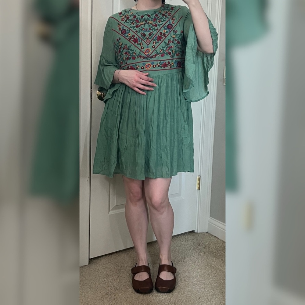 Umgee Green Embroidered Mini Dress - Picture 2 of 3